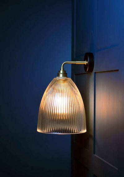 IP44 RIBBED GLASS BELL BATHROOM WALL LIGHT - LUXURY HOME BATHROOM LIGHTING - THE LIGHT YARD