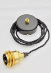 Brushed brass lamp holder & rose - The Light Yard